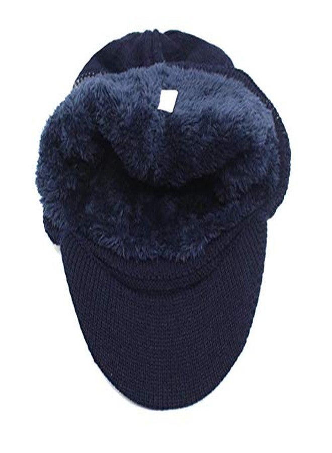 Alexvyan 1 Set Hat Style Soft Cap and Scarf Imported warm Snow and Air Proof Fleece Knitted Cap (Inside Fur) Woolen Beanie Winter Cap With Scarf for Men Boy Male (Blue Hat) - Image 2