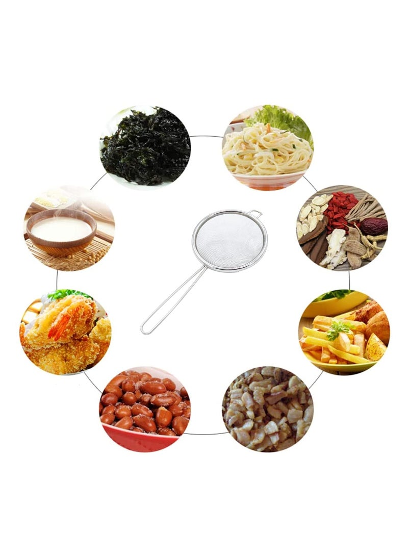 SYOSI 304 Stainless Steel Fine Mesh Strainers,  Fine Mesh Strainer with Handle, Ideal for Kitchen Food, Cooking, Tea Coffee, Juice Vegetable Egg Strainer Premium Stainless Steel, Lightweight(2 PCS)  - Image 3