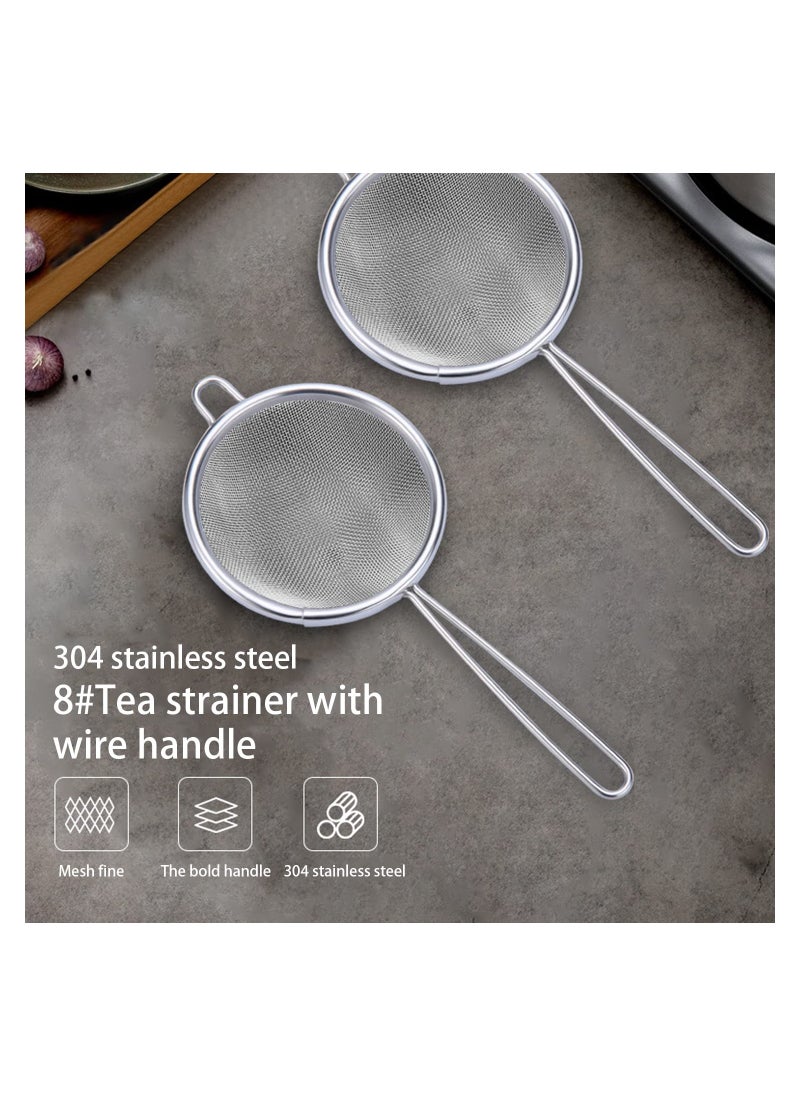 SYOSI 304 Stainless Steel Fine Mesh Strainers,  Fine Mesh Strainer with Handle, Ideal for Kitchen Food, Cooking, Tea Coffee, Juice Vegetable Egg Strainer Premium Stainless Steel, Lightweight(2 PCS)  - Image 2
