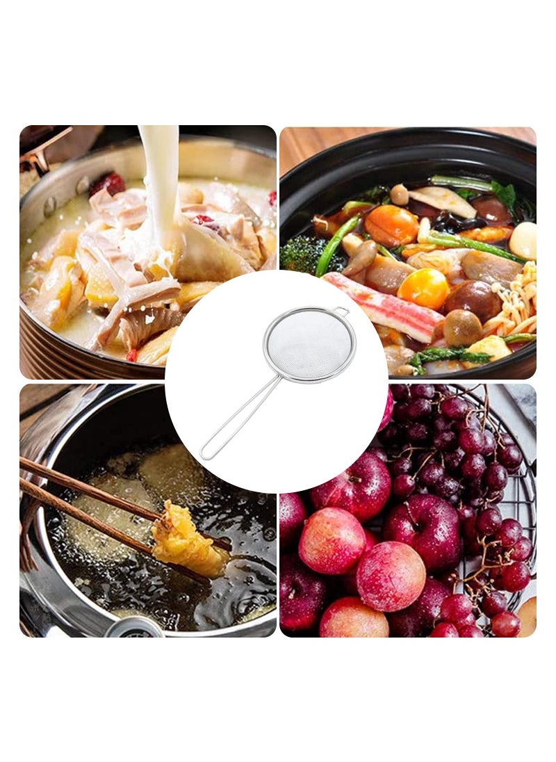 SYOSI 304 Stainless Steel Fine Mesh Strainers,  Fine Mesh Strainer with Handle, Ideal for Kitchen Food, Cooking, Tea Coffee, Juice Vegetable Egg Strainer Premium Stainless Steel, Lightweight(2 PCS)  - Image 4