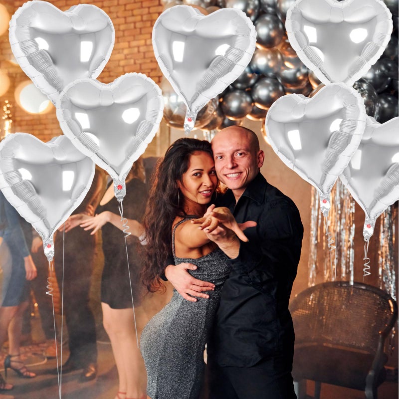 YOTHORN 12 Pcs Sliver Heart Balloons,18 Inch Heart Shape Foil Balloons Love Balloon Valentine Balloon for Birthday Party Wedding Engagement Party Baby Shower Valentine Day Decorations (sliver) - Image 4