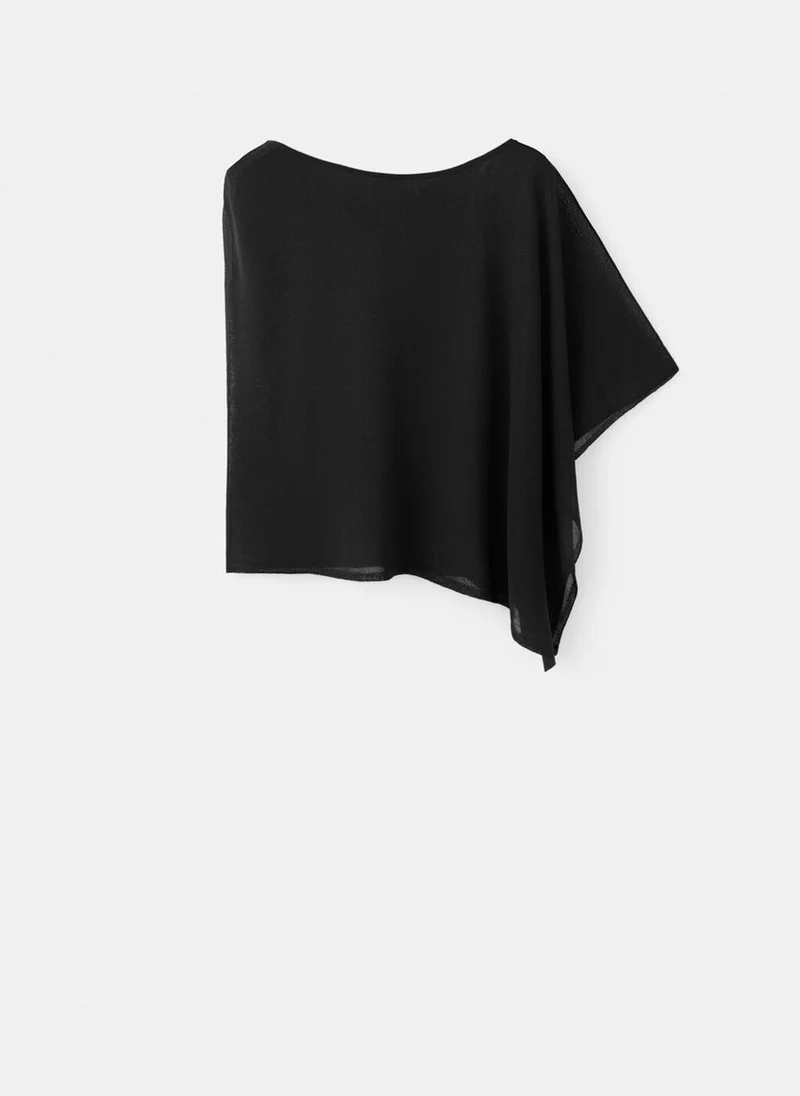 Mango 99-NEGRO Asymmetrical Knitted Cape for Women | Best Price UAE