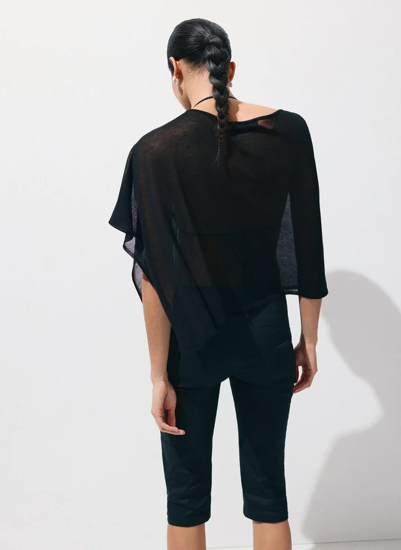مانجو Asymmetrical Knitted Cape