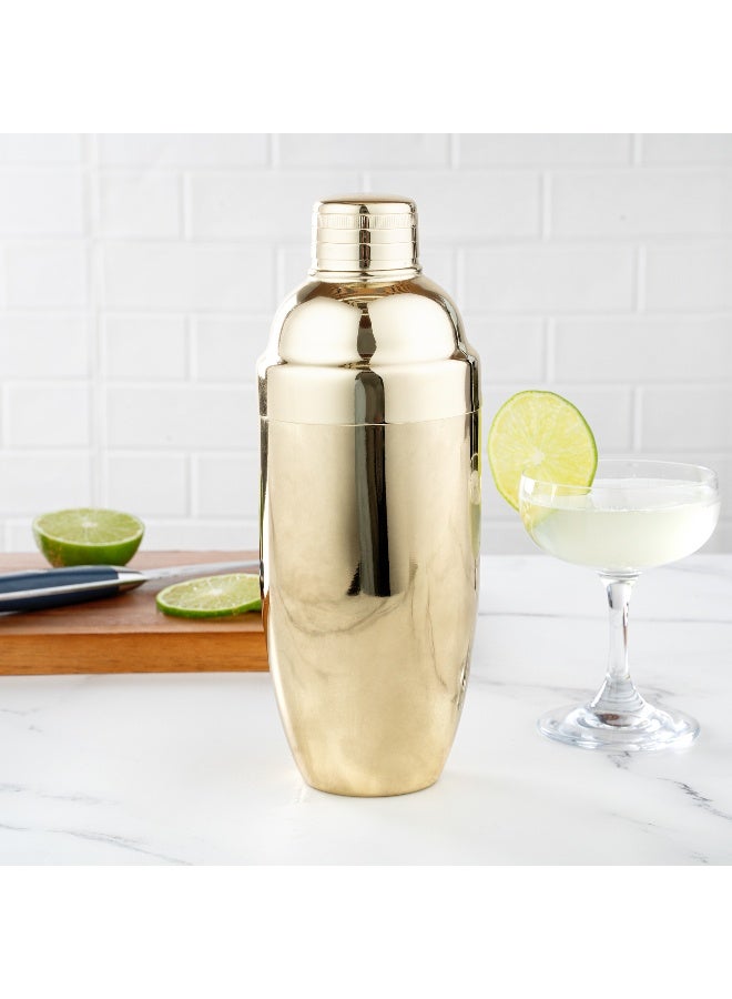 Restaurantware Bar Lux 24 Ounce Cocktail Shaker, 1 Heavy-Duty Cobbler Shaker - Leak-Resistant, For Homes, Bars, Parties, or Restaurants, Gold-Plated Stainless Steel Martini Shaker, - Image 4
