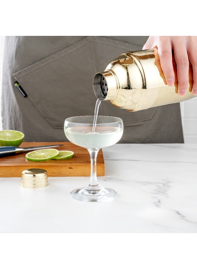 Restaurantware Bar Lux 24 Ounce Cocktail Shaker, 1 Heavy-Duty Cobbler Shaker - Leak-Resistant, For Homes, Bars, Parties, or Restaurants, Gold-Plated Stainless Steel Martini Shaker, - Image 5