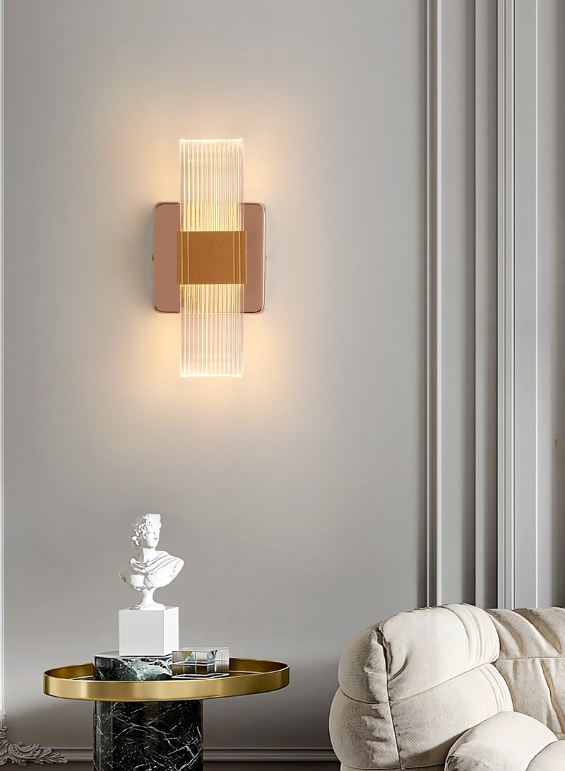 YATAI LIGHTING Bedroom Modern Wall Light,LED Simple Gold Wall Lamp with Light Guide Plate, Acrylic Dimmable Wall Light for Living Room, Hallway, Bedroom, Stairs, 10W - Image 2