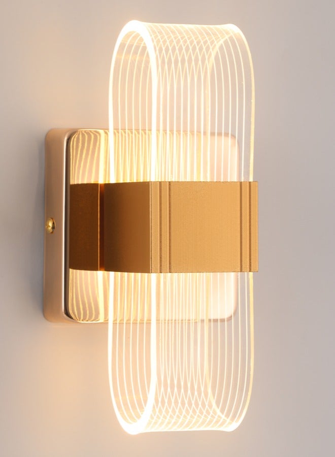YATAI LIGHTING Bedroom Modern Wall Light,LED Simple Gold Wall Lamp with Light Guide Plate, Acrylic Dimmable Wall Light for Living Room, Hallway, Bedroom, Stairs, 10W - Image 1