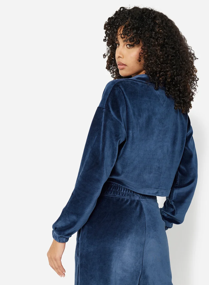 TOMMY JEANS Badge Logo Velour Crop Top