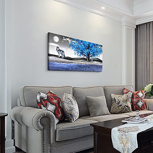 TTHYUEWS Canvas Wall Art For Living Room Family Wall Decor For Bedroom Modern Office Decorations Blue Tree Wall Pictures Artwork Black And White Scenery Paintings Room Canvas Art Prints Home Decor 20 X 40 - Image 3