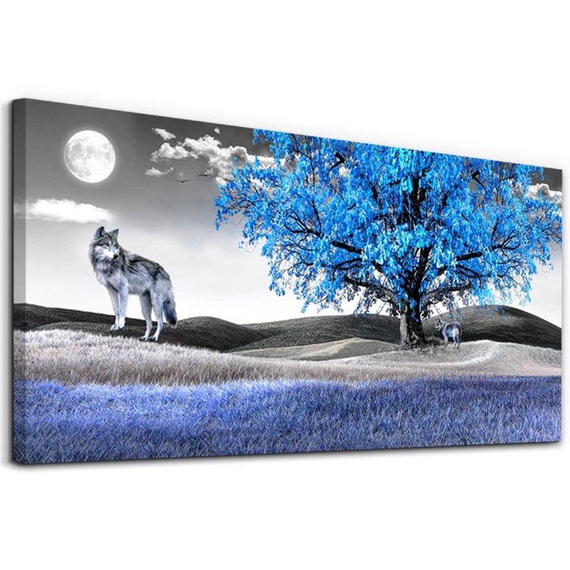 TTHYUEWS Canvas Wall Art For Living Room Family Wall Decor For Bedroom Modern Office Decorations Blue Tree Wall Pictures Artwork Black And White Scenery Paintings Room Canvas Art Prints Home Decor 20 X 40 - Image 2