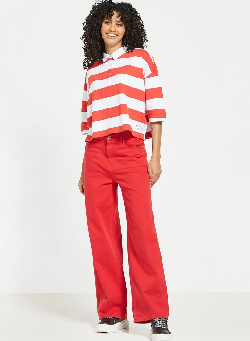 Lee Cooper Polo Neck Color Block T-Shirt