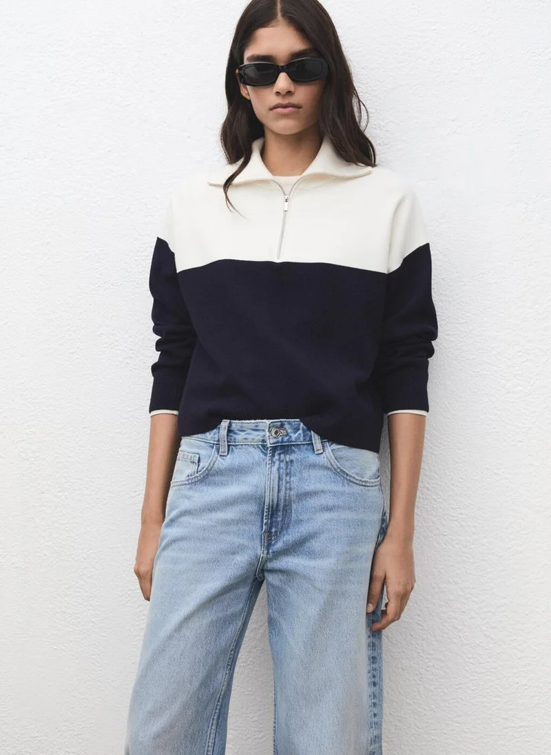 MANGO Bicolour high collar sweater
