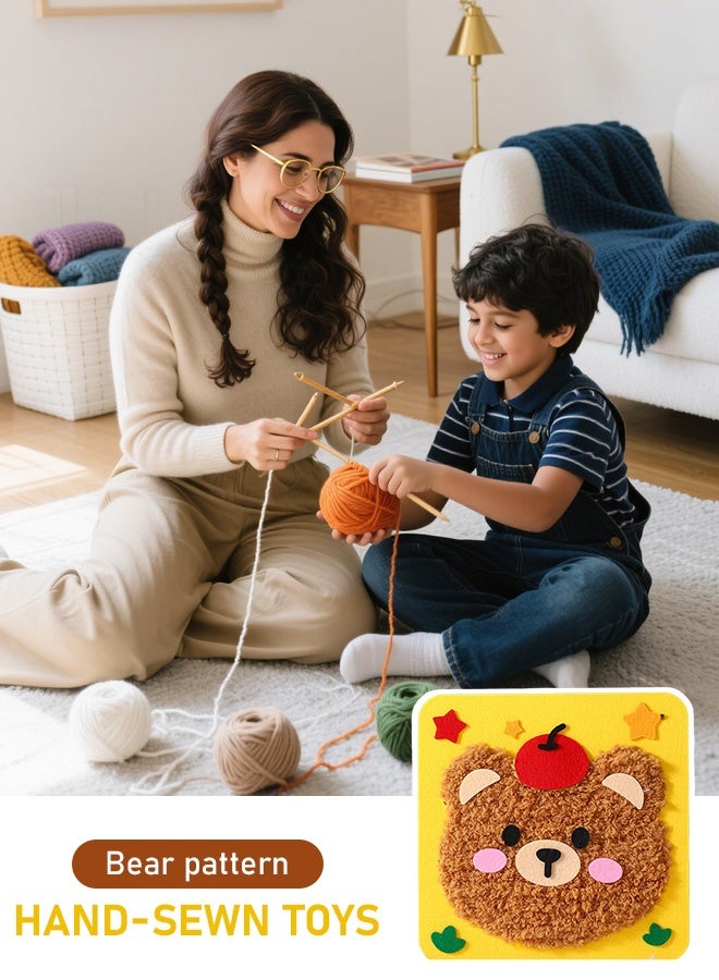 DIY Embroidery Doll Set for Kids Funny Cartoon Animal Sewing Craft Kit, Cartoon Animal Felt Embroidery Stitching with Stickers，SEducational Hand-Sewing Set - Image 1