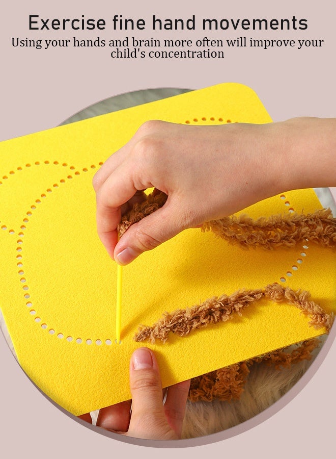 DIY Embroidery Doll Set for Kids Funny Cartoon Animal Sewing Craft Kit, Cartoon Animal Felt Embroidery Stitching with Stickers，SEducational Hand-Sewing Set - Image 3