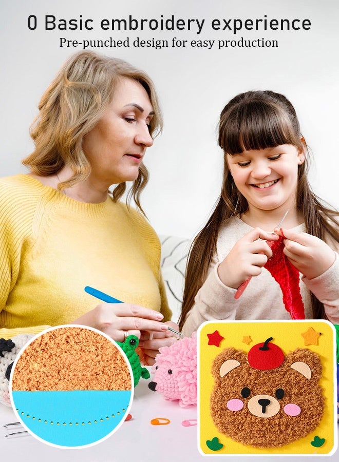 DIY Embroidery Doll Set for Kids Funny Cartoon Animal Sewing Craft Kit, Cartoon Animal Felt Embroidery Stitching with Stickers，SEducational Hand-Sewing Set - Image 4