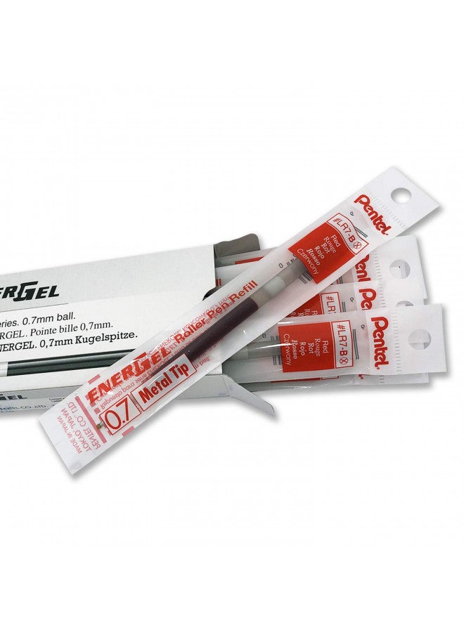 Pentel Refill Ink for BL57/BL77 EnerGel Liquid Gel Pen, 0 .7mm, Metal Tip, Red Ink, Box of 12 (LR7-B-12) - Image 3