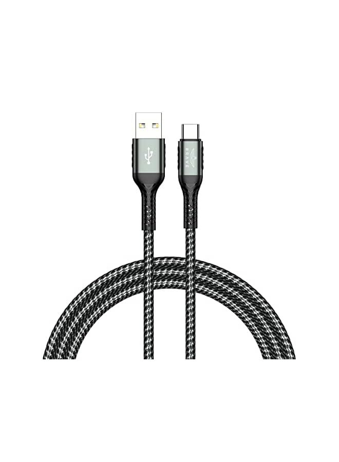 Brave كابل بيانات مضفر USB Type C بقوة 30W شاحن سريع 3.1A لهواتف Huawei P40 USB C وكابل بيانات لهواتف Xiaomi Mi وSamsung (1.2M، USB إلى C 30W،) (أسود) - Image 2