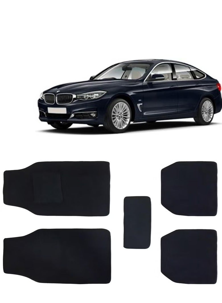 كلاسيك سجادات أرضية سيارة عالمية بتصميم سجاد لسيارة BMW الفئة الثالثة GT، موديل 2019 فصاعدًا، سجادات أرضية سيارة مضادة للانزلاق باللون الأسود، مجموعة كاملة من 5 قطع، سلسلة Executive - Image 1
