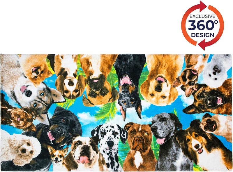 Softerry Dogs at The Beach Selfie Pets Beach Towel 30 x 60 inches 100 Cotton Velour Dog Party 1 Towel - Image 4