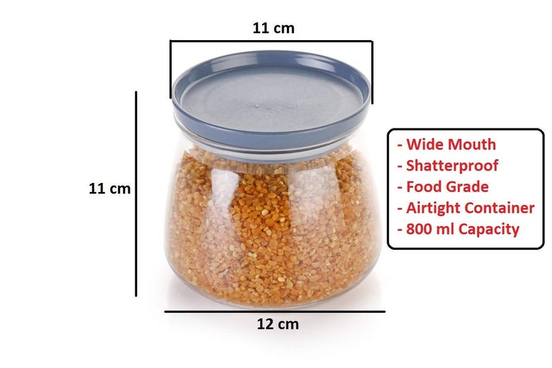YouBee وعاء يوبى محكم الإغلاق لتخزين المطبخ للأرز والدال والدقيق خالي من BPA 800 مل مجموعة 12 رمادي - Image 4