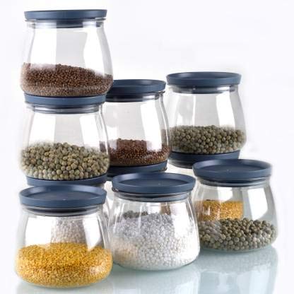 YouBee وعاء يوبى محكم الإغلاق لتخزين المطبخ للأرز والدال والدقيق خالي من BPA 800 مل مجموعة 12 رمادي - Image 3