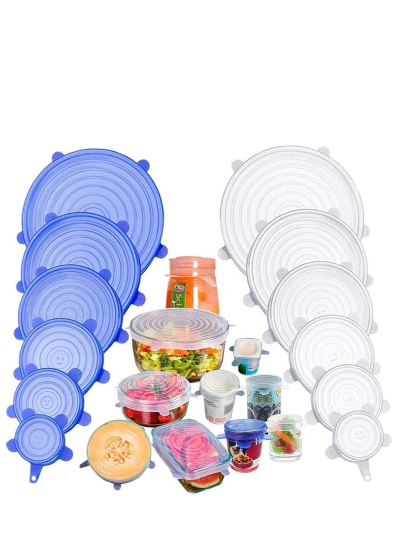 Zikra Silicone Stretch Lids, Miracle Lids, Reusable Silicone Lids With Hanging Holes Fit Round & Square Bowls, Various Sizes Silicone Bowl Covers Keeping Food Fresh Freezer Safe (12Pack) - Image 1