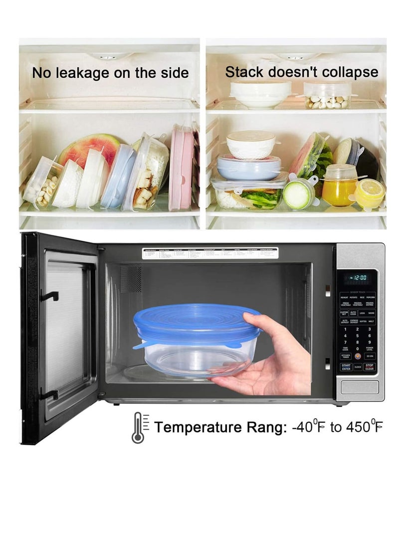 Zikra Silicone Stretch Lids, Miracle Lids, Reusable Silicone Lids With Hanging Holes Fit Round & Square Bowls, Various Sizes Silicone Bowl Covers Keeping Food Fresh Freezer Safe (12Pack) - Image 4