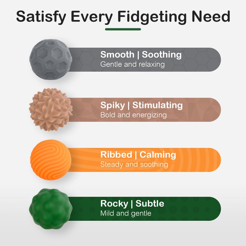 Ednzion Fidget Toys Adults â€“ 4PCS Magnetic Silicone Stress Balls for Anxiety, Focus & ADHD Relief, Textured Sensory Desk Gadgets, Stocking Stuffers or White Elephant Gifts for Men Women Teens - Image 3
