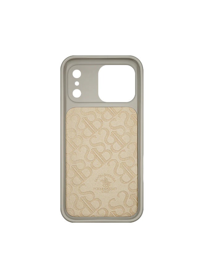 Polo Cedric Series Elegant Horse Embroidery Genuine Leather Back Case Cover for iPhone 17 Pro – Classic Premium Design, Shockproof Slim Fit Protective Cover – Biege - Image 2