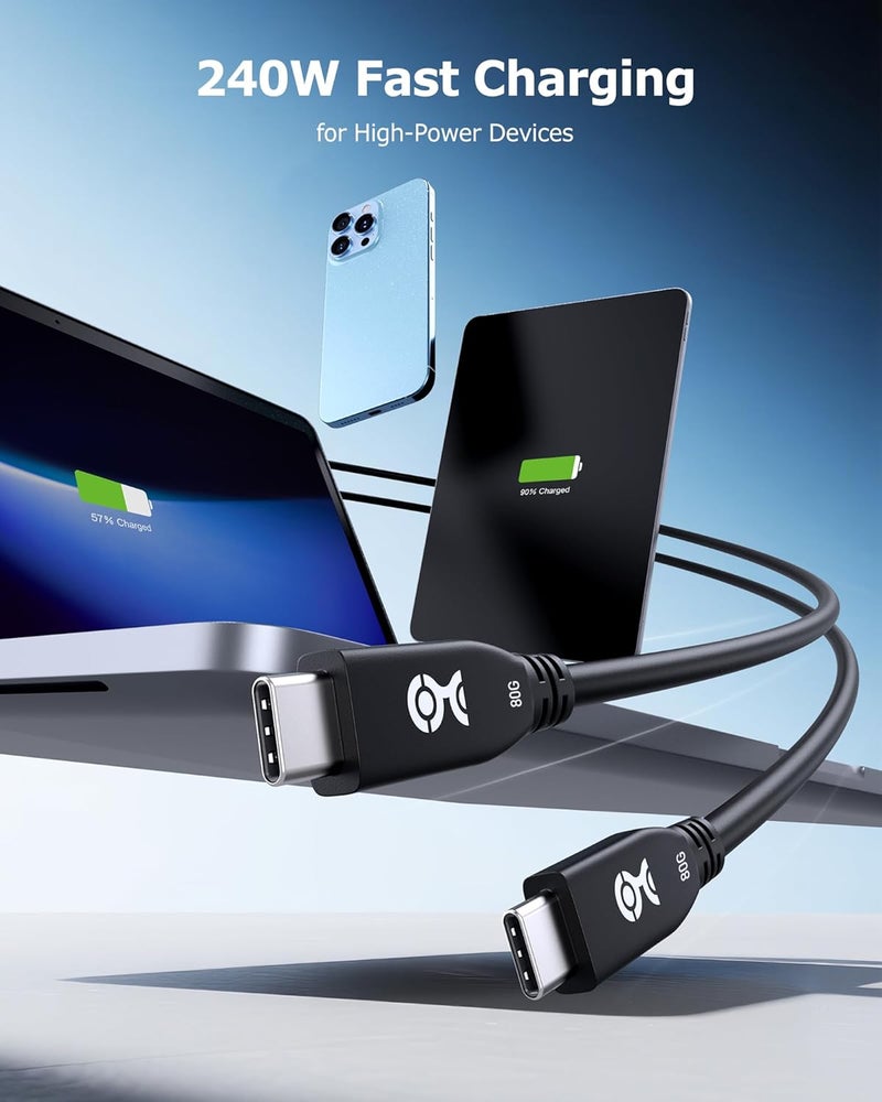 Cable Matters 80Gbps USB 4 Cable - 1ft, Supports Up to [8K@120Hz / 4K@480Hz Video, 240W Charging, 80Gbps Data Transfer] USB4 Cable, Black, Compatible with Thunderbolt 5/4, MacBook, XPS, Surface Pro - Image 5