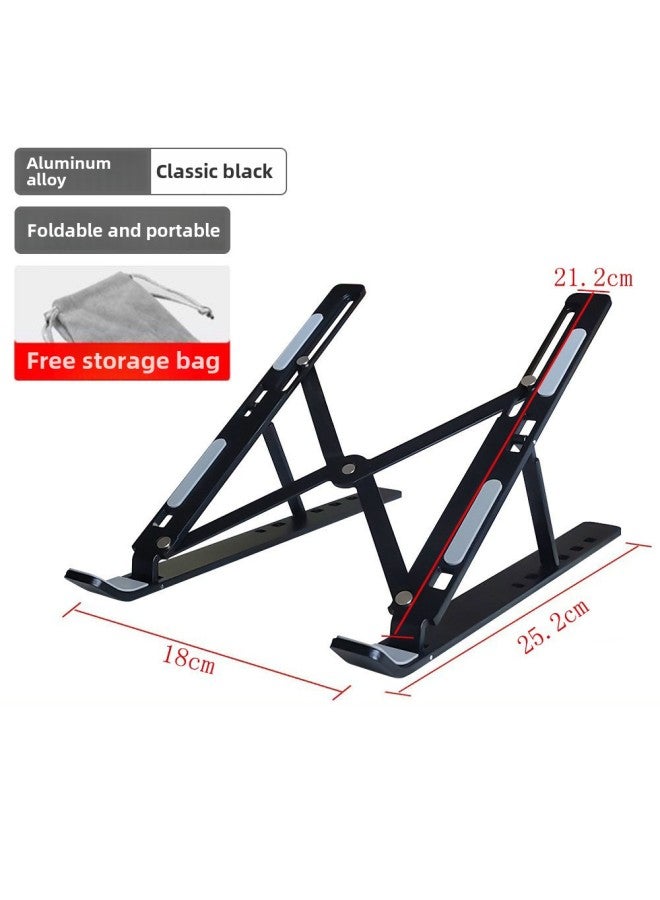 Notebook Computer Aluminum Alloy Bracket Bracket Desktop Height Cooling Folding Portable Support Hanging Vertical Adjustment-Color:Space Black - Image 1