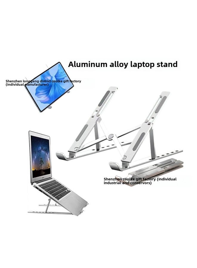 Notebook Computer Aluminum Alloy Bracket Bracket Desktop Height Cooling Folding Portable Support Hanging Vertical Adjustment-Color:Space Black - Image 2