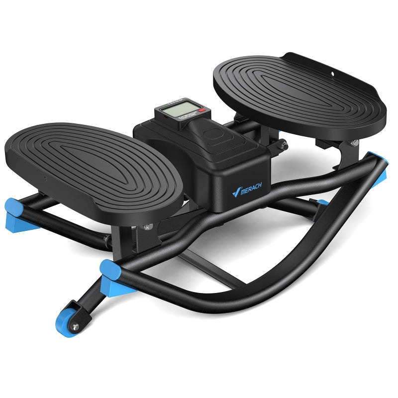 Merach Rocking Steppers for Exercise at Home, 3D Motion Stair Stepper with Resistance Bands for Full Body Workout & Low-Impact Balance Board, 330 LBS Loading Capacity Exercise Equipmentï¼ˆBlackï¼‰ - Image 1