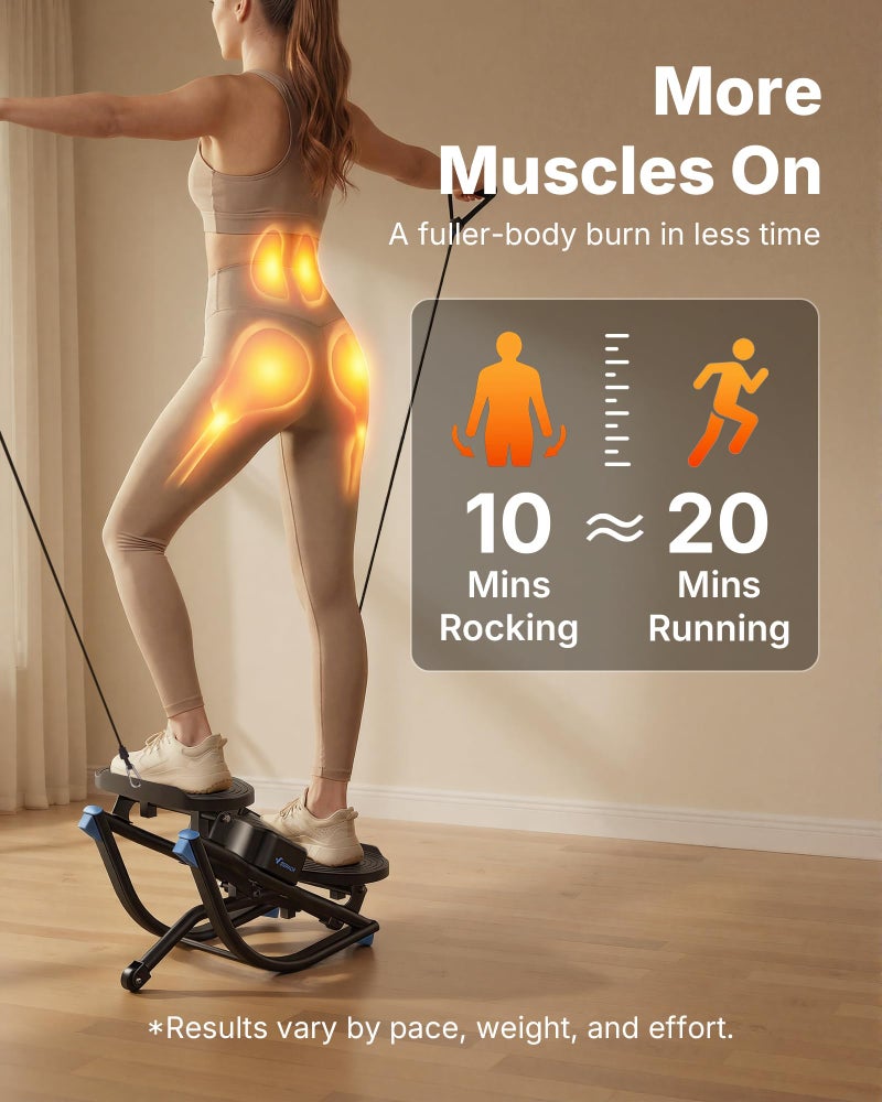 Merach Rocking Steppers for Exercise at Home, 3D Motion Stair Stepper with Resistance Bands for Full Body Workout & Low-Impact Balance Board, 330 LBS Loading Capacity Exercise Equipmentï¼ˆBlackï¼‰ - Image 4