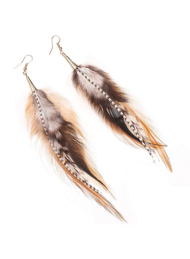 LUREME Bohemian Multicolor Pheasant Feathers Dangle Earrings Handmade Natural Feather Earrings (Er006314-5) - Image 1