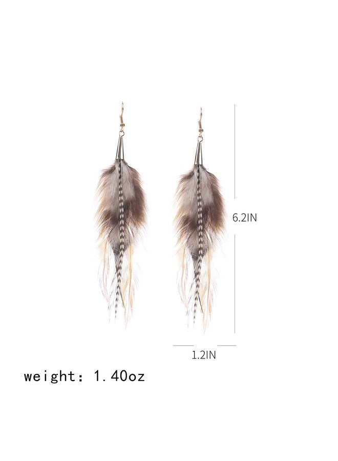 LUREME Bohemian Multicolor Pheasant Feathers Dangle Earrings Handmade Natural Feather Earrings (Er006314-5) - Image 2