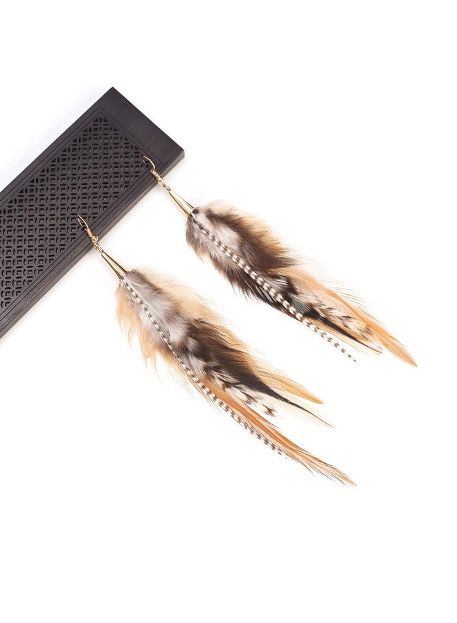 LUREME Bohemian Multicolor Pheasant Feathers Dangle Earrings Handmade Natural Feather Earrings (Er006314-5) - Image 3