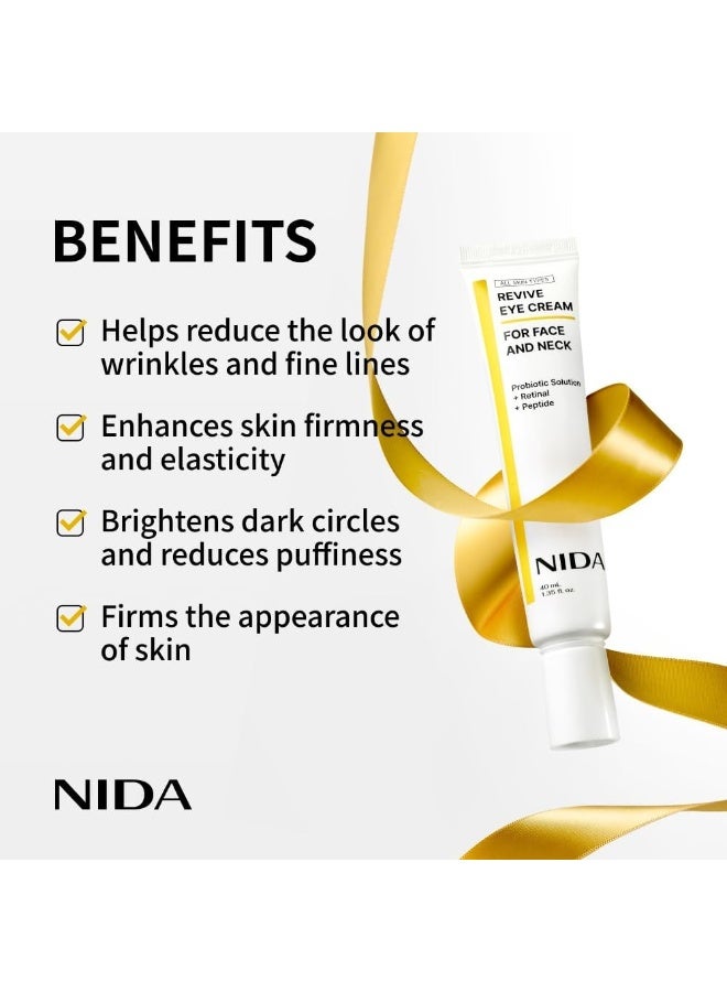 نيدا كريم نيدا ريفايف للعينين للوجه والرقبة | محلول بروبيوتيك، ريتينال، ببتيد | التجاعيد، الخطوط الدقيقة، تجديد الخلايا، ملمس بشرة مشدود، بشرة نضرة، احتباس الرطوبة | 1.35 أونصة سائلة، 40 مل - Image 3
