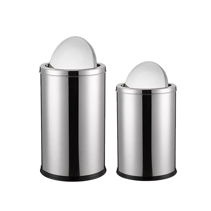 mofna mofna Stainless Steel Swing Type Dustbin Trash Can Garbage Bin Steel Waste Basket With Lid For Home Kitchen Office Size 10x24 Inch30 Liter 14x28 Inch 80 Liter Set of 2 Pcs  - Image 1
