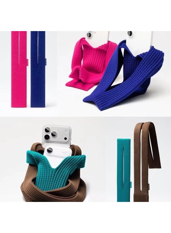 MOCOM Wearable Knit Phone Pocket with Short 40cm Strap — Designer 3D-Knit Crossbody Phone Carrier | Universal Fit for All iPhone Models & Smartphones | Luxury Flexible Accessory for AirPods, Wallet & Everyday Essentials | Crafted with Stretch Technology | Effortless Style & Utility - Image 3
