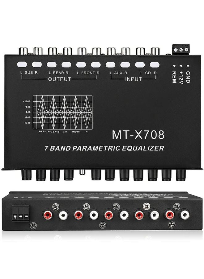 7 Band Car Audio Equalizer Amplifier With CD AUX Input Switch Front Rear Bass Output - Image 4
