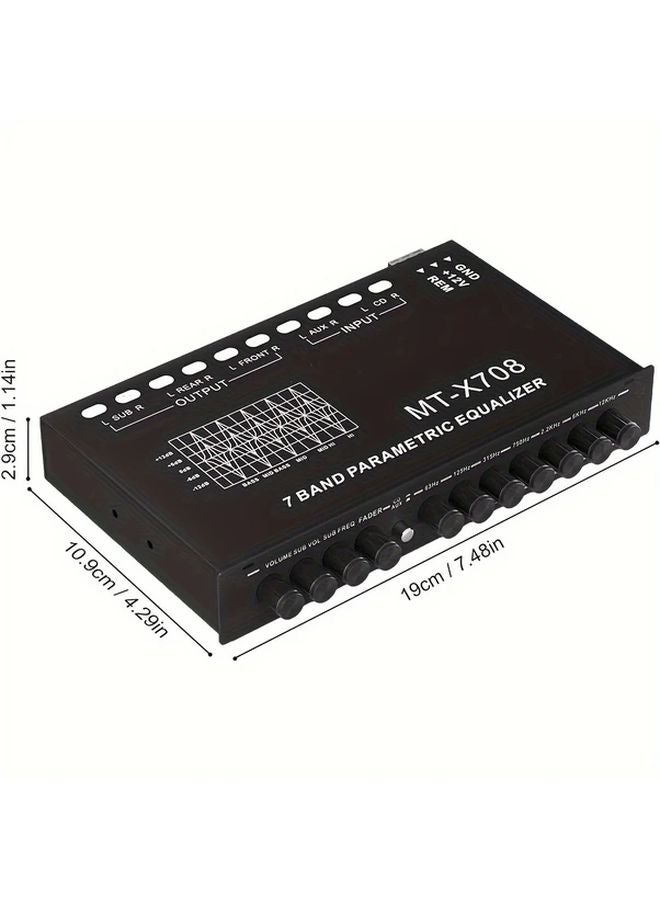 7 Band Car Audio Equalizer Amplifier With CD AUX Input Switch Front Rear Bass Output - Image 2