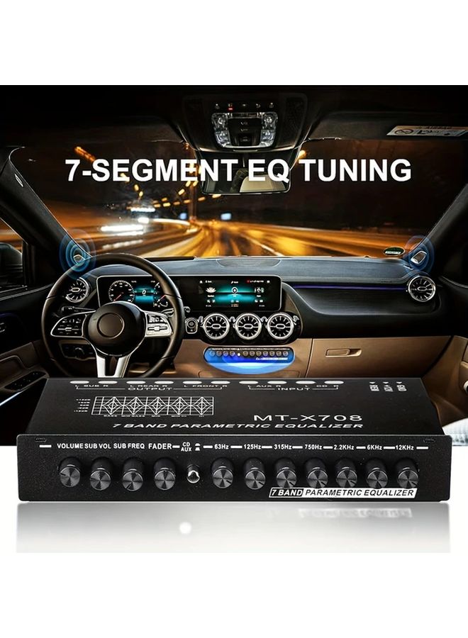 7 Band Car Audio Equalizer Amplifier With CD AUX Input Switch Front Rear Bass Output - Image 5