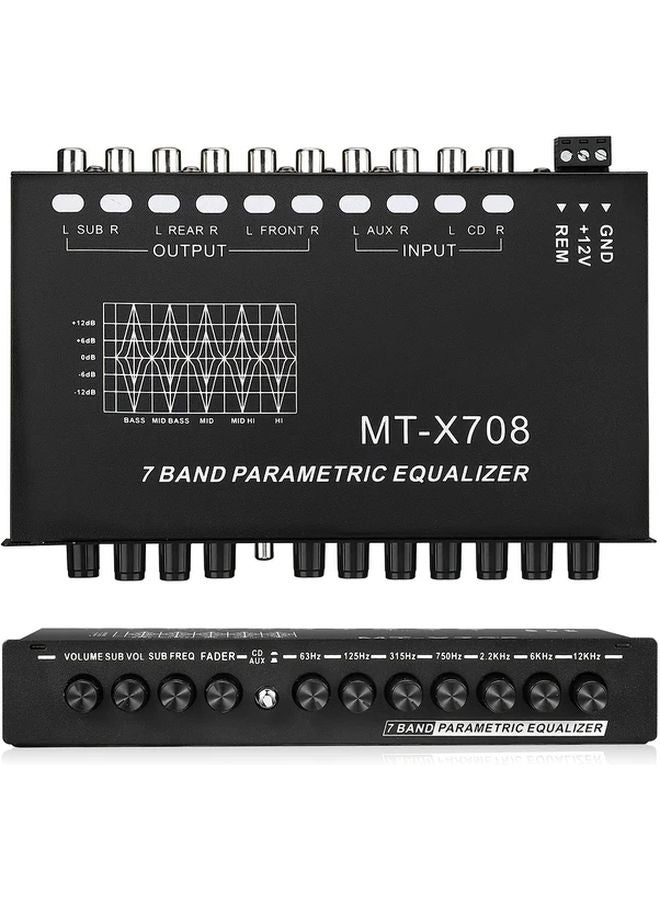 7 Band Car Audio Equalizer Amplifier With CD AUX Input Switch Front Rear Bass Output - Image 3