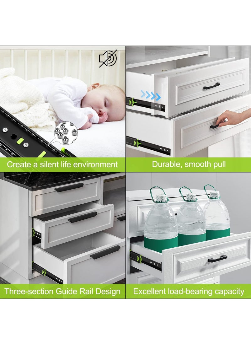 SYOSI - SYOSI 2Pcs Drawer Slides, Soft Close Full Extension Drawer Runners 3 Folds Thicker Stainless Steel Ball Bearing Slides Cabinet Rails Track (300mm) - Image 1