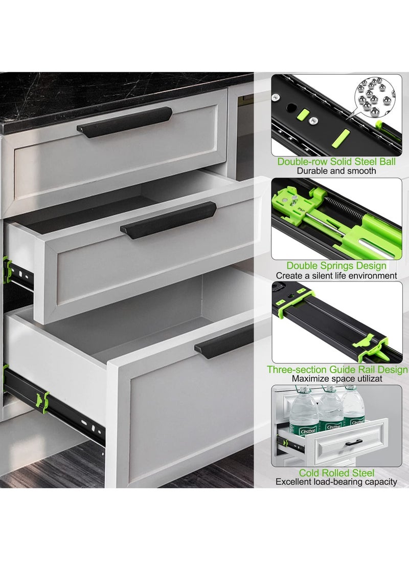 SYOSI - SYOSI 2Pcs Drawer Slides, Soft Close Full Extension Drawer Runners 3 Folds Thicker Stainless Steel Ball Bearing Slides Cabinet Rails Track (300mm) - Image 1