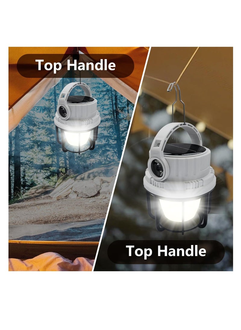 فانوس تخييم LED 300LM قابل لإعادة الشحن، بنك طاقة 2400 مللي أمبير، كابل USB، 6 أوضاع إضاءة متضمنة مع وضعين لمصدر الضوء، مصباح يدوي للمشي لمسافات طويلة والتخييم وانقطاع التيار الكهربائي