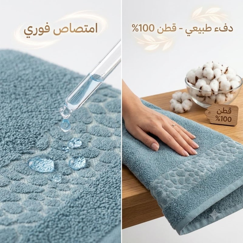 Egyptian Cotton Hand Towel, Full Terry Loop Design, Premium Soft & Highly Absorbent, 50x100 cm, 260g, Made in Egypt - petroleum - Image 2