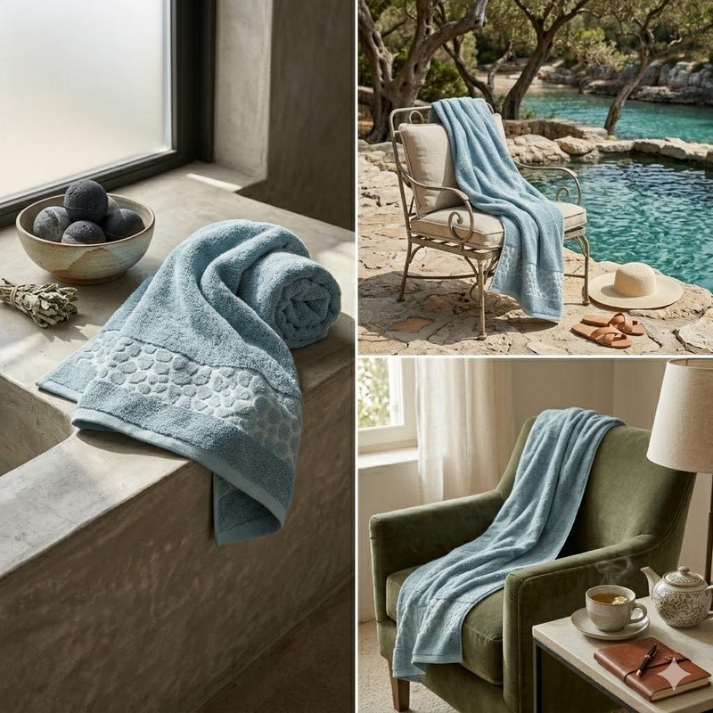 Egyptian Cotton Hand Towel, Full Terry Loop Design, Premium Soft & Highly Absorbent, 50x100 cm, 260g, Made in Egypt - petroleum - Image 4