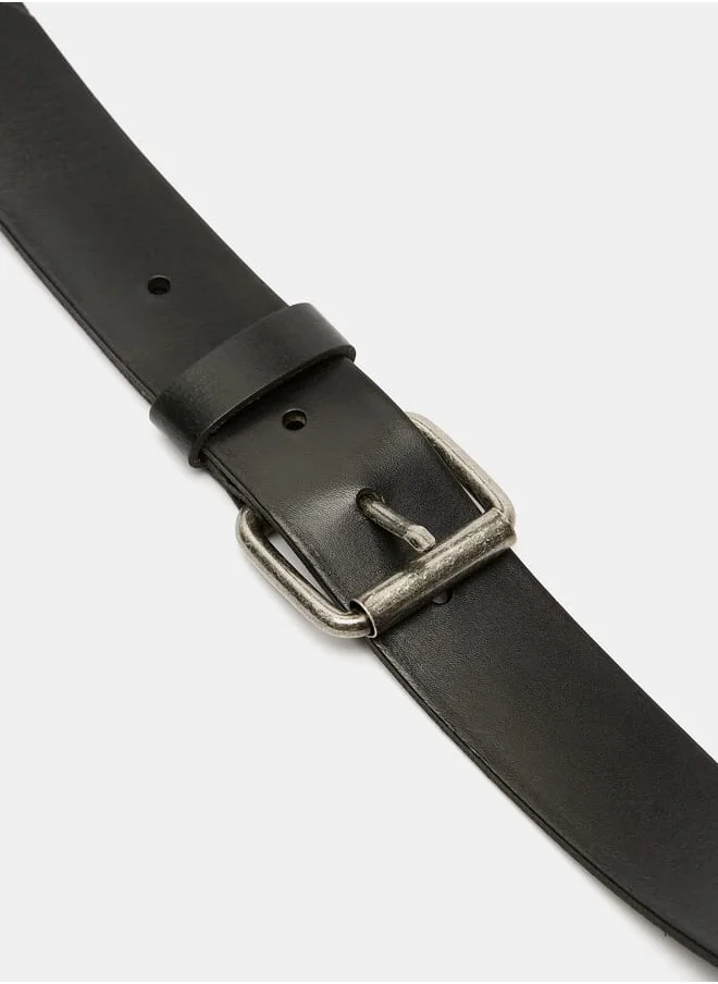 لي كوبر Men's Solid Waist Belt with Pin Buckle Closure